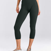 SoftMotion™ 3/4 Length Leggings with Grey Logo | Emerald Noir