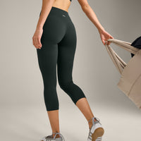 SoftMotion™ 3/4 Length Leggings with Grey Logo | Emerald Noir