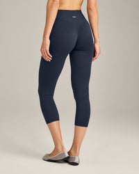SoftMotion™ 3/4 Length Leggings with Grey Logo | True Blue