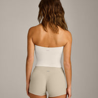 SoftMotion™ Bandeau Mid Vest with Built in Bra Shelf with Grey Logo | Marshmallow White
