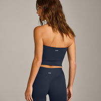 SoftMotion™ Bandeau Mid Vest with Built in Bra Shelf with Grey Logo | True Blue
