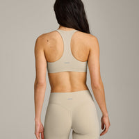 SoftMotion™ Bralette with Grey Logo | Oatmeal