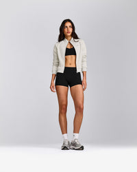 SoftMotion™ Mid Rise Micro Shorts 4" with Grey Logo | Black