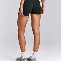 SoftMotion™ Mid Rise Micro Shorts 4" with Grey Logo | Emerald Noir