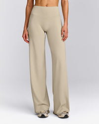 SoftMotion™ Straight Leg Bottoms with Grey Logo | Oatmeal