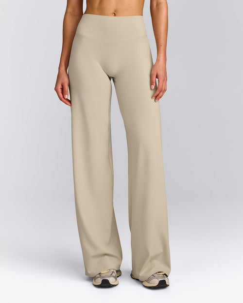 SoftMotion™ Straight Leg Bottoms with Grey Logo | Oatmeal