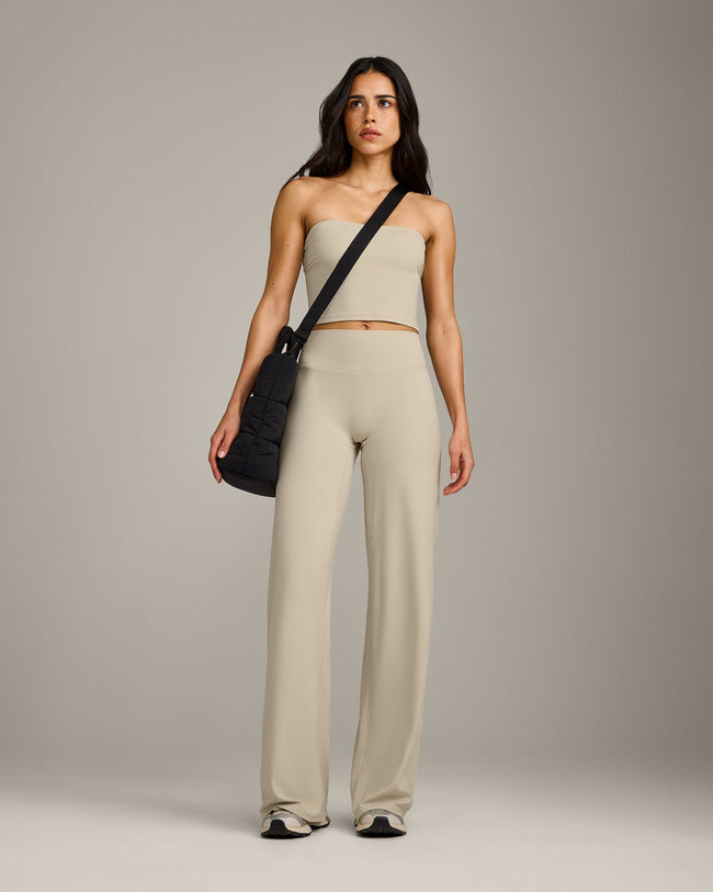 SoftMotion™ Straight Leg Bottoms with Grey Logo | Oatmeal