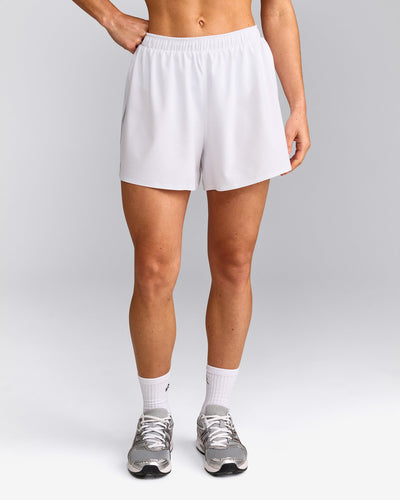 AirMove™ Lined Shorts 4" with Pocket and Reflective Logo | White