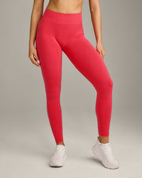 EffortlessLift™ Seamless Mid Rise Leggings with Grey Logo | Charged Pink