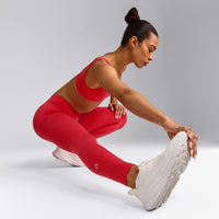 EffortlessLift™ Seamless Mid Rise Leggings with Grey Logo | Charged Pink