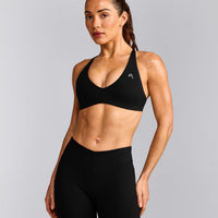 UnifiedMove™ Cross Back Sports Bra with Reflective Logo | Black