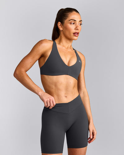 UnifiedMove™ Cross Back Sports Bra with Reflective Logo | Coal