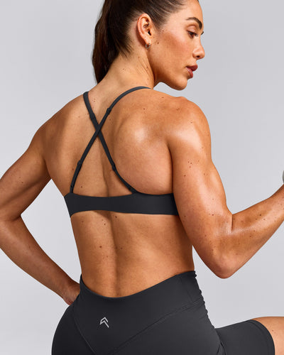 UnifiedMove™ Cross Back Sports Bra with Reflective Logo | Coal