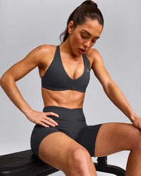 UnifiedMove™ Cross Back Sports Bra with Reflective Logo | Coal