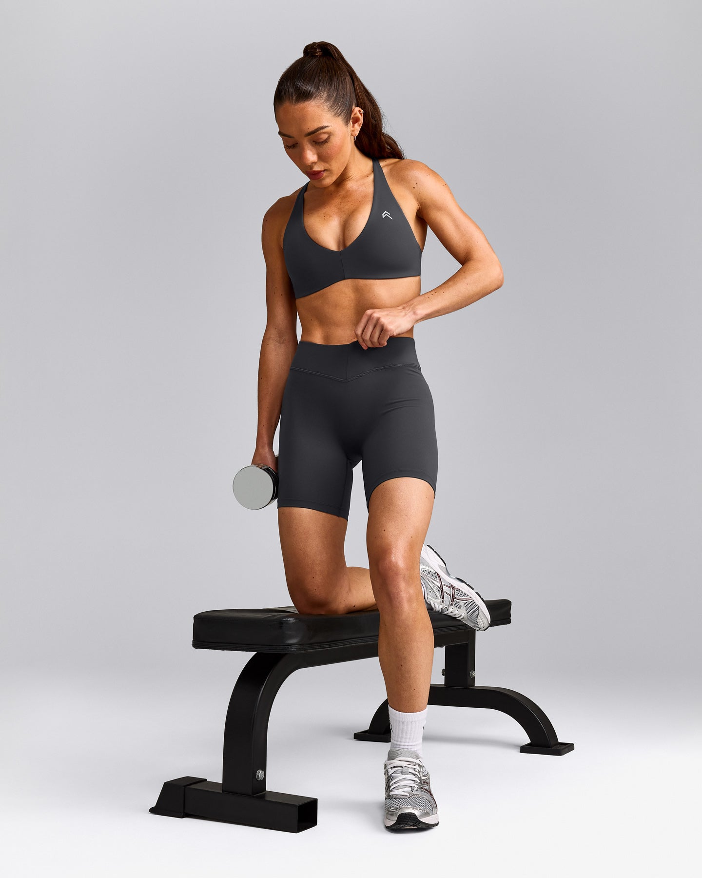 UnifiedMove™ Cross Back Sports Bra with Reflective Logo | Coal
