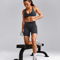 UnifiedMove™ Cross Back Sports Bra with Reflective Logo | Coal