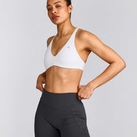 UnifiedMove™ Cross Back Sports Bra with Reflective Logo | White