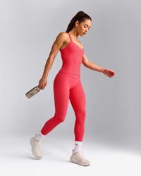 UnifiedMove™ T Back Mid Tank Top with Built in Bra Shelf with Reflective Logo | Charged Pink