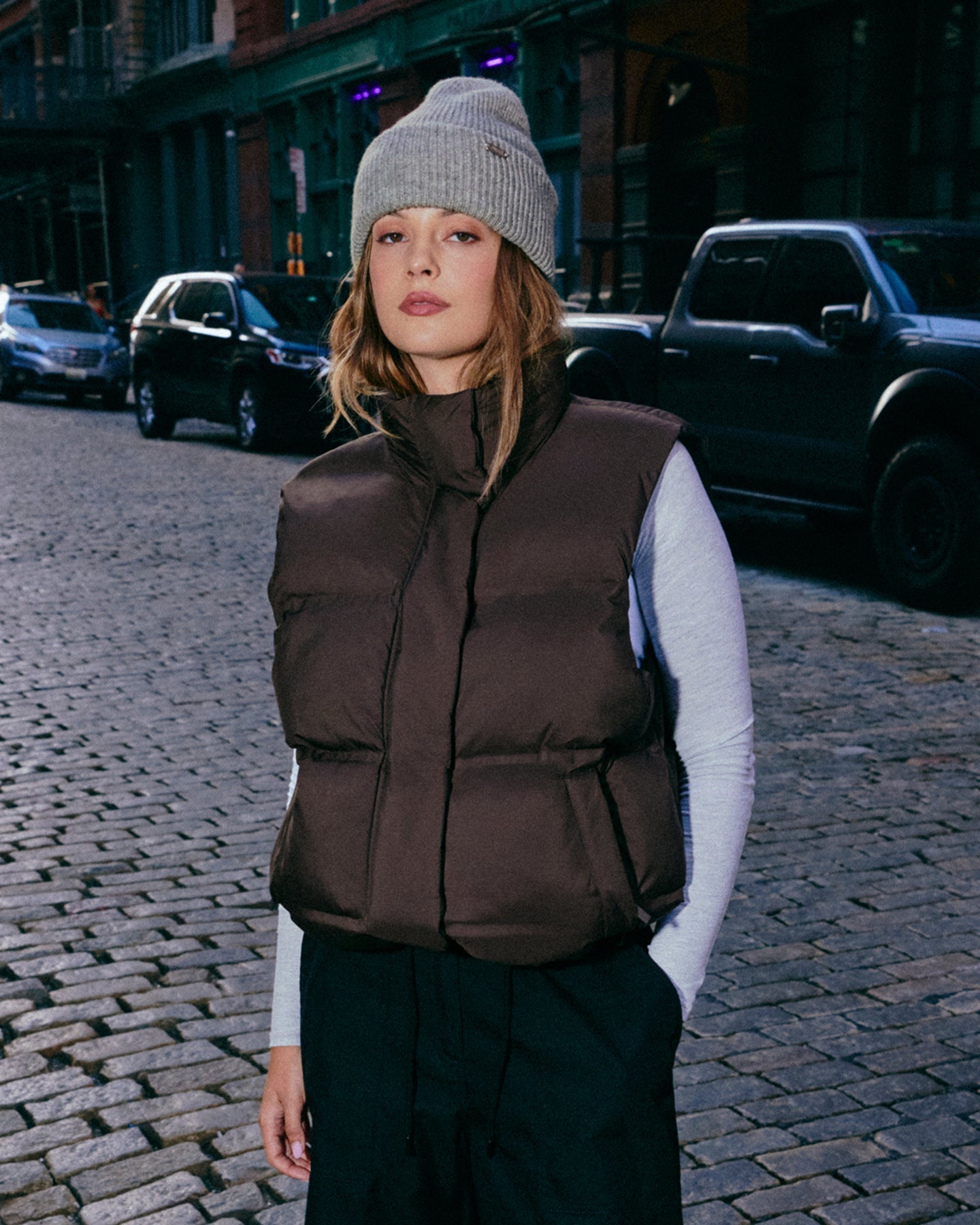 Oversized Puffer Vest | 70% Cocoa