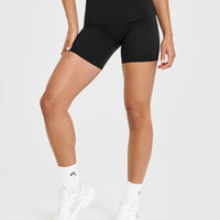 SoftMotion™ Fold Over Shorts 6" with White Logo | Black