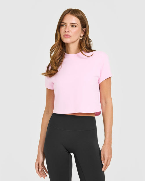 Oner Modal Cotton Relaxed T-Shirt | Chalk Pink