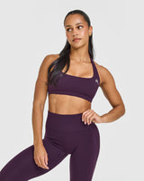 EasyLift™ Halter Bralette with White Logo | Blackberry Purple
