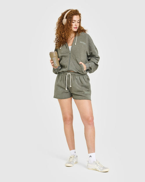 Raw Lounge Oversized Zip Hoodie | Washed Alpine Green