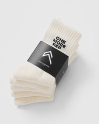 Slogan Crew Socks 5 Pack | Off White