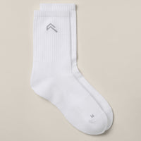 Crew Socks 3 Pack with Grey Logo | White