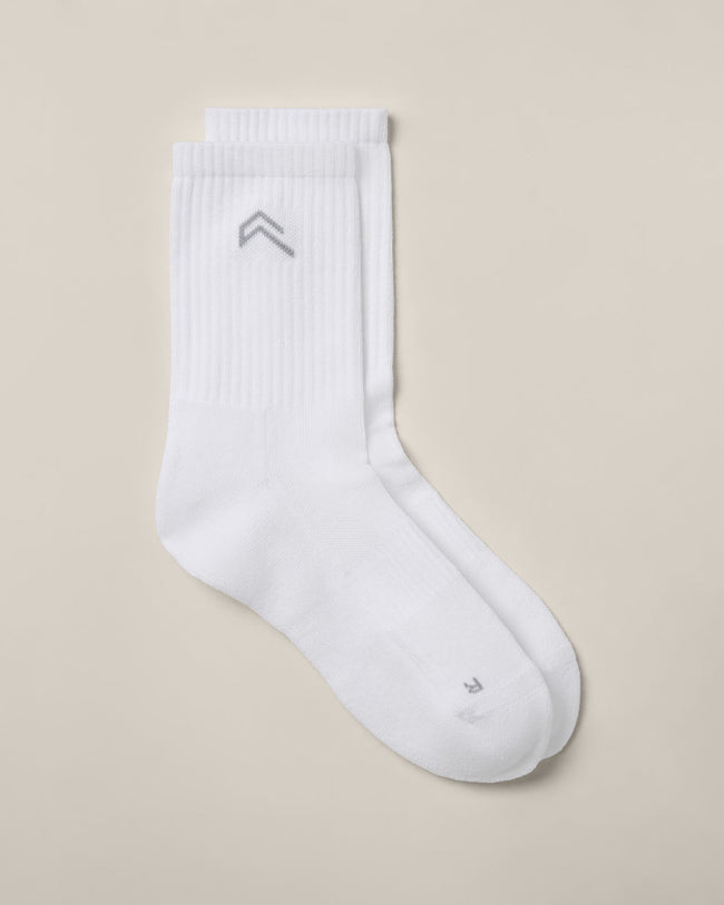 Crew Socks 3 Pack with Grey Logo | White