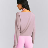 FormeSoft™ Relaxed Slash Neck Long Sleeve Top | Dusty Purple