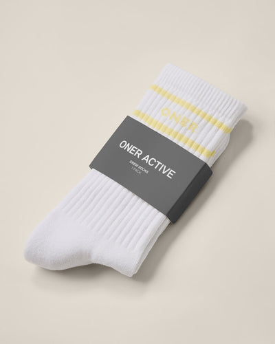 Varsity Stripe Long Crew Socks 1 Pack | Pastel Yellow
