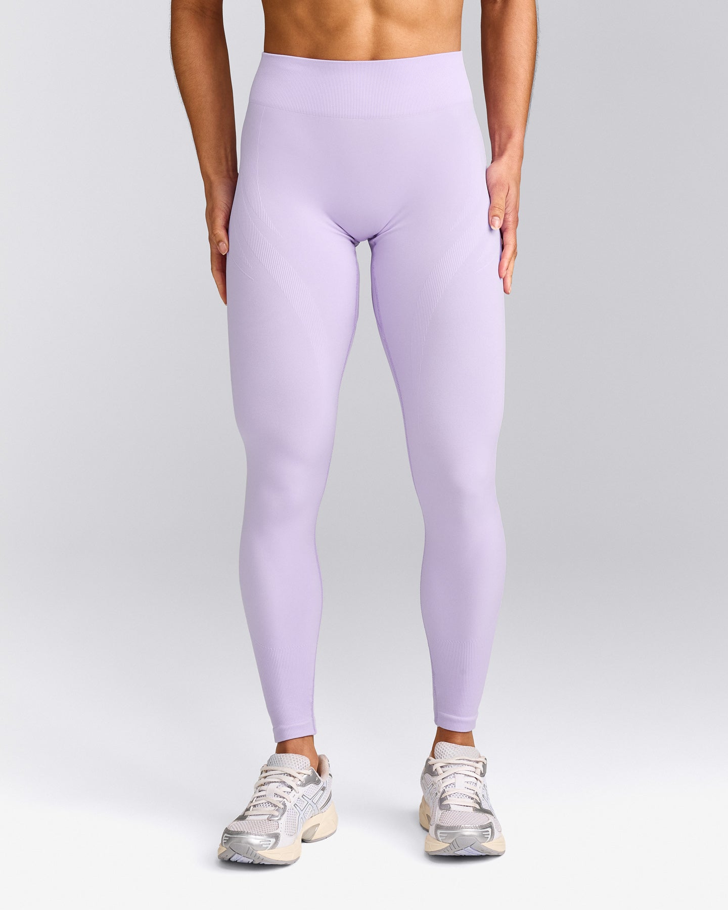EnhanceLift™ Seamless Leggings with Grey Logo | Lavender Purple