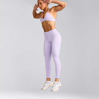 EnhanceLift™ Seamless Leggings with Grey Logo | Lavender Purple