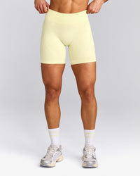 EnhanceLift™ Seamless Shorts with Grey Logo | Pastel Yellow