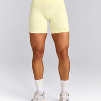 EnhanceLift™ Seamless Shorts with Grey Logo | Pastel Yellow