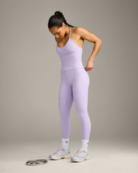 EnhanceLift™ Seamless Strappy Racer Vest with Built in Bra Shelf with Grey Logo | Lavender Purple