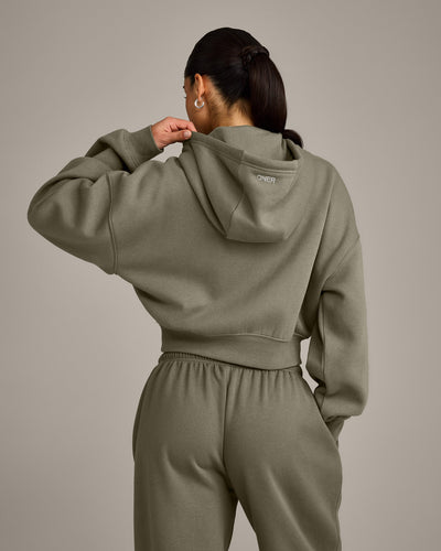 Foundations All Season Cropped Zip Through Hoodie | Alpine Green