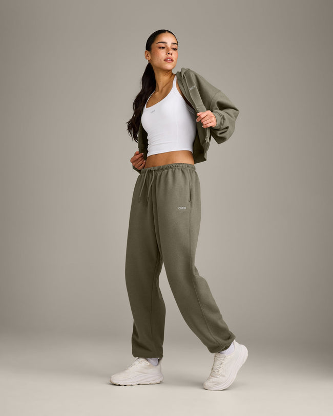 Foundations All Season Cropped Zip Through Hoodie | Alpine Green