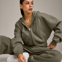 Foundations All Season Cropped Zip Through Hoodie | Alpine Green