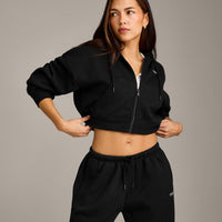 Foundations All Season Cropped Zip Through Hoodie | Black