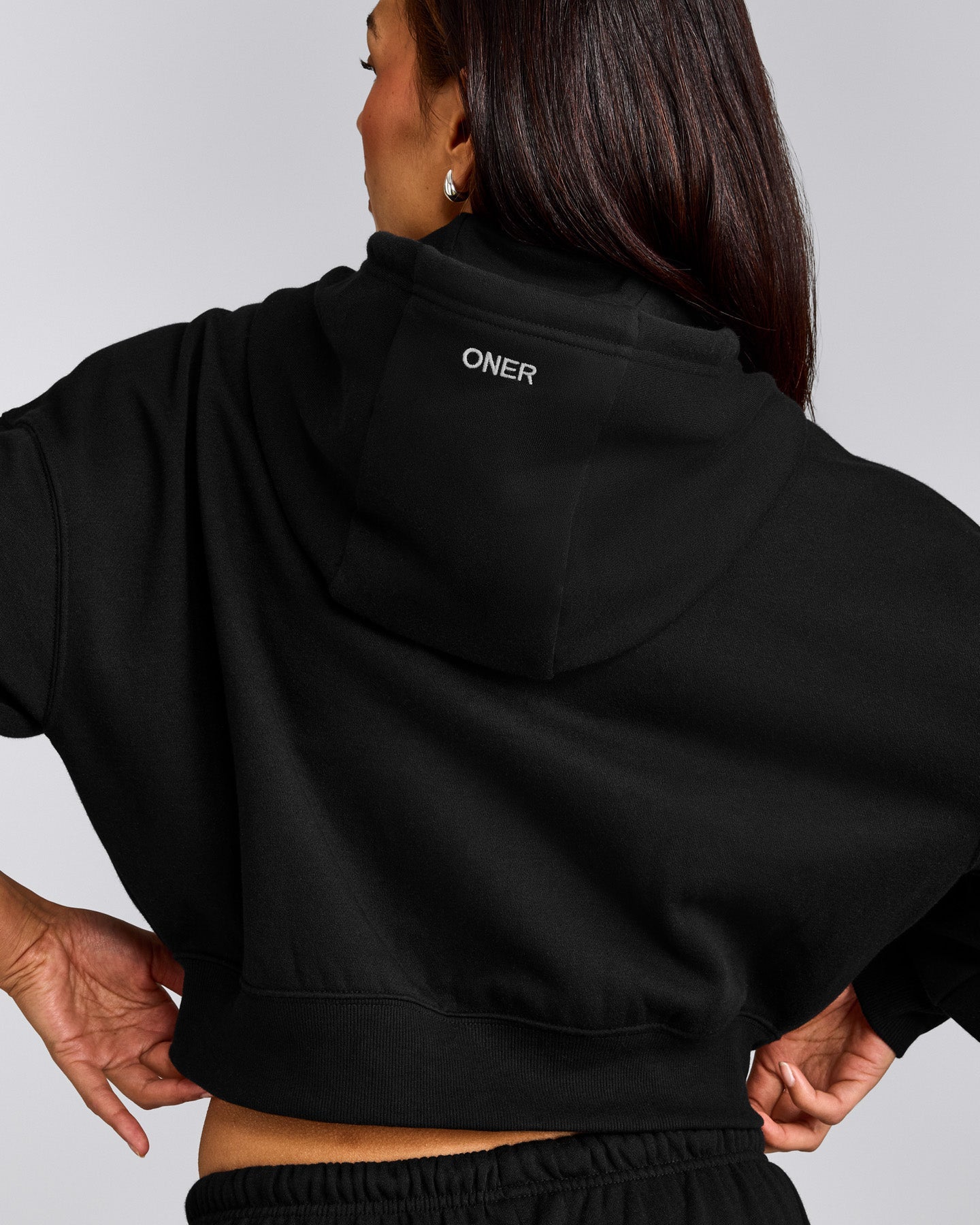 Foundations All Season Cropped Zip Through Hoodie | Black