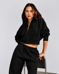 Foundations All Season Cropped Zip Through Hoodie | Black