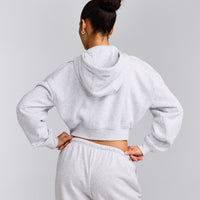 Foundations All Season Cropped Zip Through Hoodie | Grey Marl