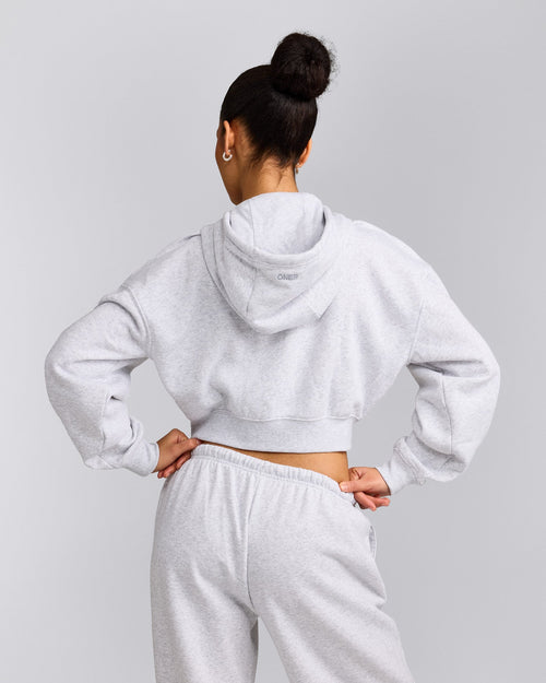 Foundations All Season Cropped Zip Through Hoodie | Grey Marl