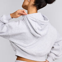 Foundations All Season Cropped Zip Through Hoodie | Grey Marl