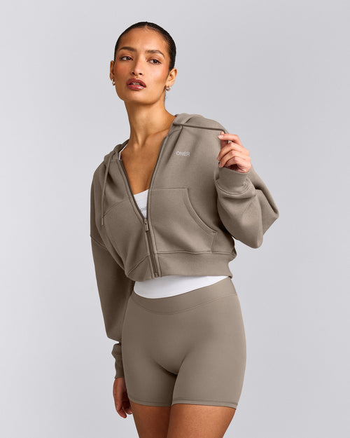 Foundations All Season Cropped Zip Through Hoodie | Minky