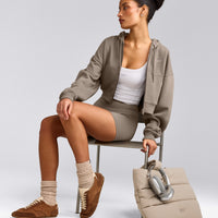 Foundations All Season Cropped Zip Through Hoodie | Minky