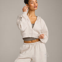 Foundations All Season Cropped Zip Through Hoodie | Oat Marl