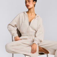 Foundations All Season Cropped Zip Up Hoodie | Oat Marl